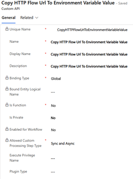 Custom API definition — Copy HTTP Flow Url To Environment Variable Value