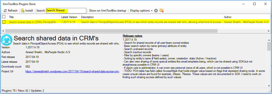 Search Shared Data in CRM Plugin in Plugin Store