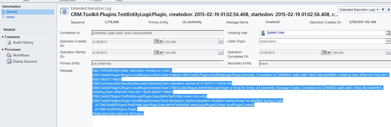 Extended Execution Log Form 1